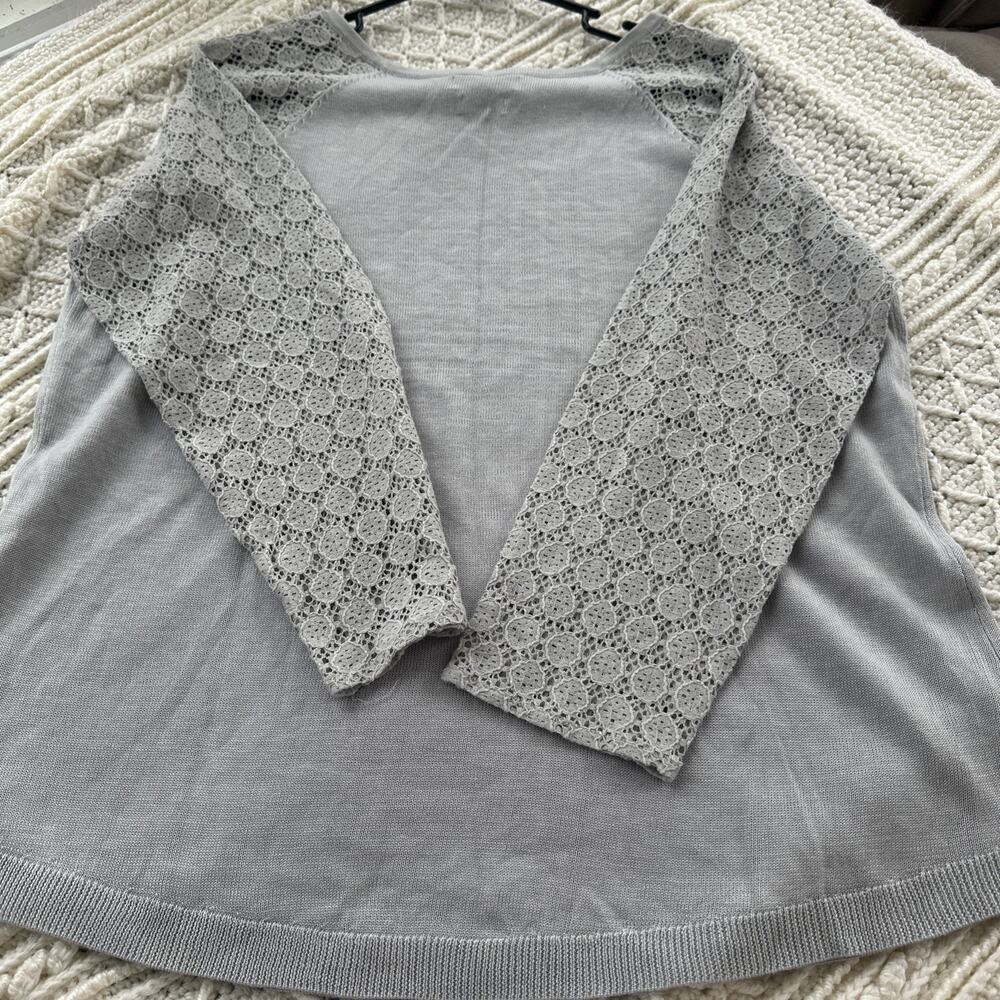 van heusen women’s Sweater Gray Lace See Through Long Sleeves Light Classic - Picture 11 of 11